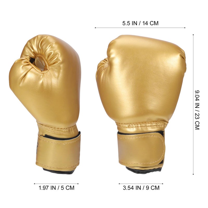 Garneck Kids Boxing Gloves Training Gloves Training Mitts PU Leather Sponge Filled for Toddler and Youth Golden - Image 3